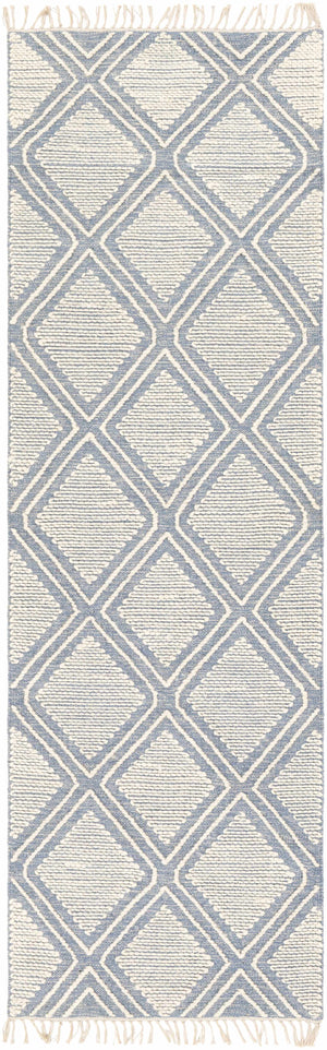 Wausa Denim Trellis on Cream Cotton/wool  Rug - Clearance