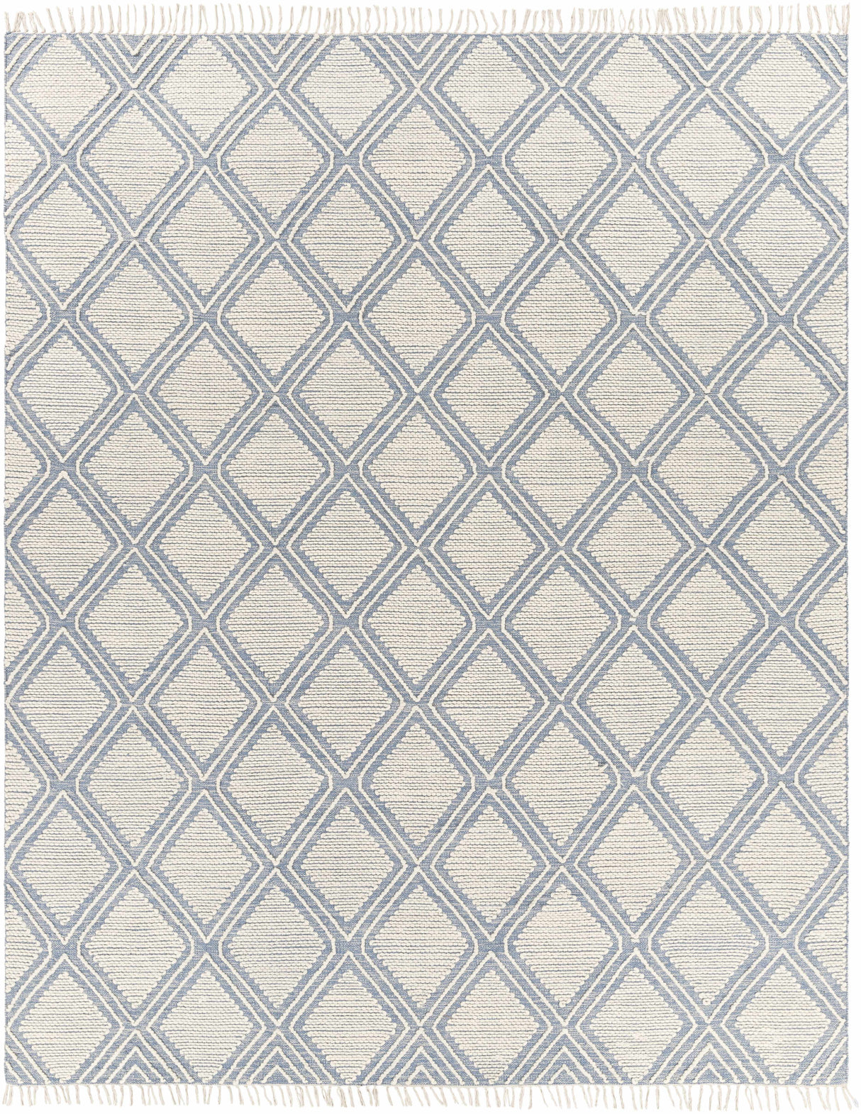 Wausa Denim Trellis on Cream Cotton/wool  Rug - Clearance