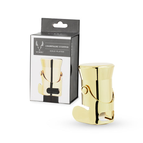Belmont-heavyweight-champagne-stopper-in-gold-viski®-Bottle-Stoppers-&-Savers
