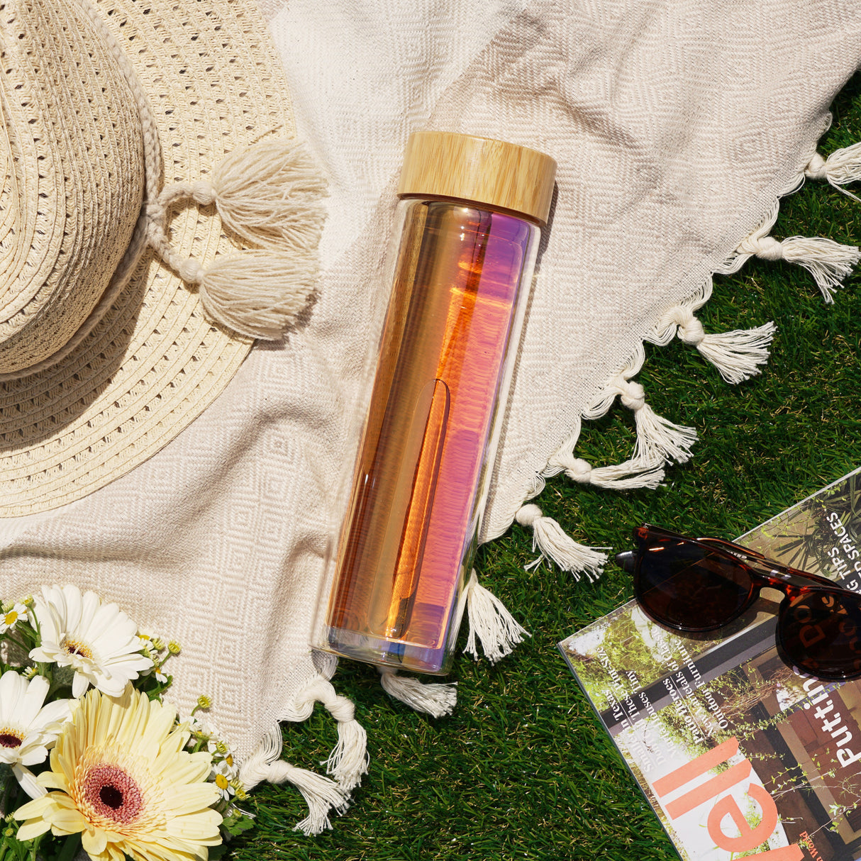 Blair™ iridescent glass travel infuser mug by pinky up
