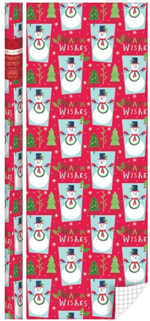 Kids Roll Wrap - 40" x 288" - Snowman