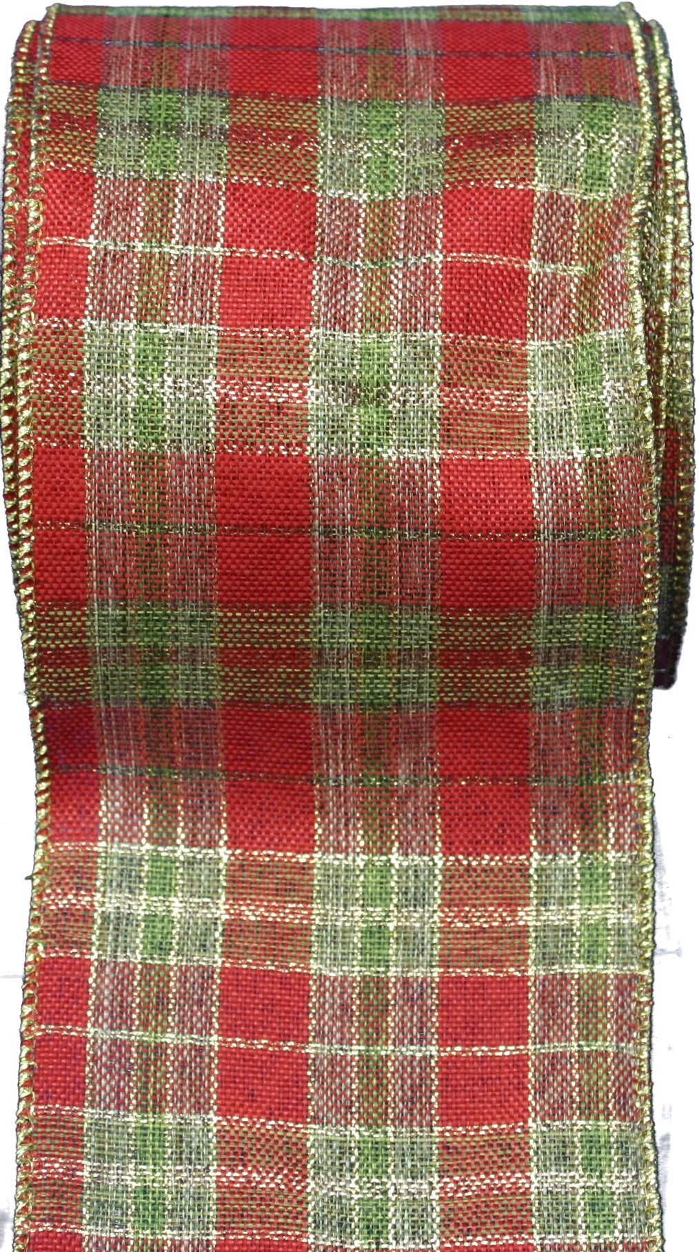 Metallic Plaid Wire Edged Ribbon - Per Yard