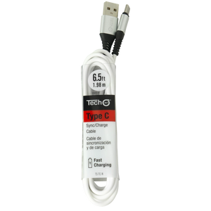 USB Type C 6.5 foot Sync/Charge Cable - White