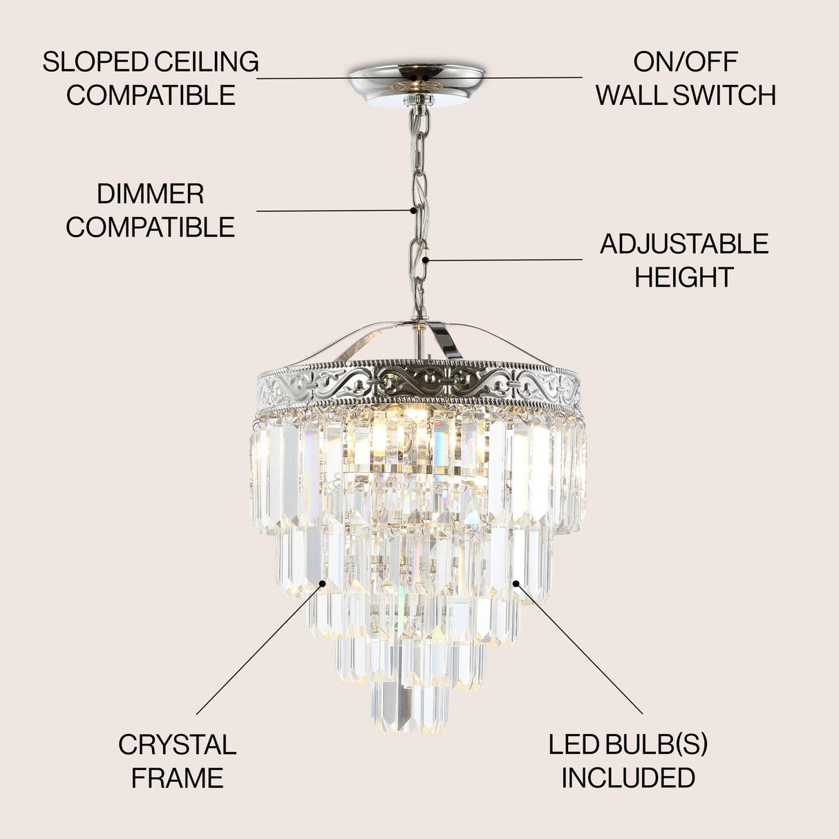 Wyatt 2 - light crystal led chandelier - Tuesday Morning - Chandeliers
