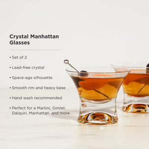 Raye Heavy Base Stemless Crystal Manhattan Glasses Set of 2