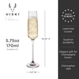 Reserve julien crystal champagne flute glasses viski®