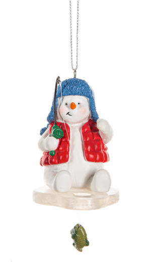 Ice Fishing Snowman Ornament