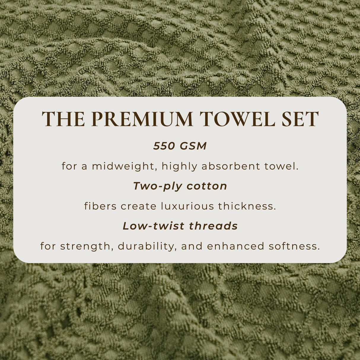 Cotton diamond waffle weave bath towel set - grayson collection