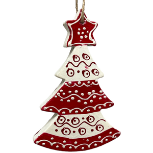 Scandi Holiday Red And White Tree Ornament