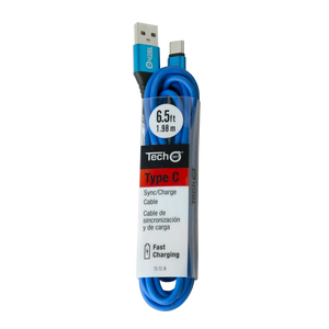 USB type C 6.5 foot Sync/Charge Cable - Blue