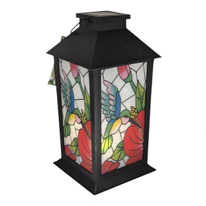 Solar Powered Stained Glass Style 11" Lantern -