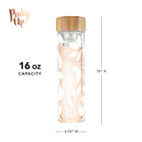 Blair white leaf pattern glass travel infuser mug