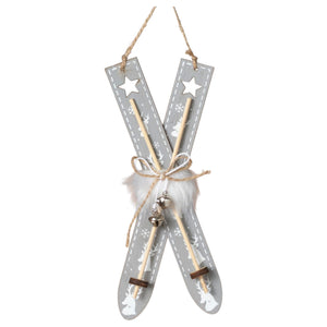 Whimsical Wood Holiday Ski Ornament -