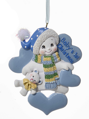 Baby's 1st Christmas - Snowman Ornament - Blue