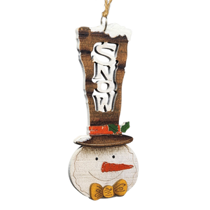 Laser Cut Wooden Ornament - Stovepipe Hat Snowman
