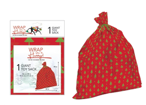 Wrap In A Hurry Giant Toy Sack - Red With Trees