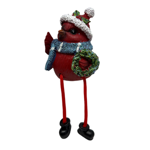 Cardinal Shelfsitters with Dangle Legs - Wreath