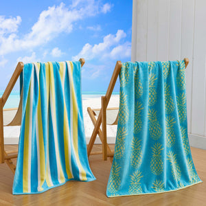 Cotton Velour Beach Towels 2-Pack - Maui Collection