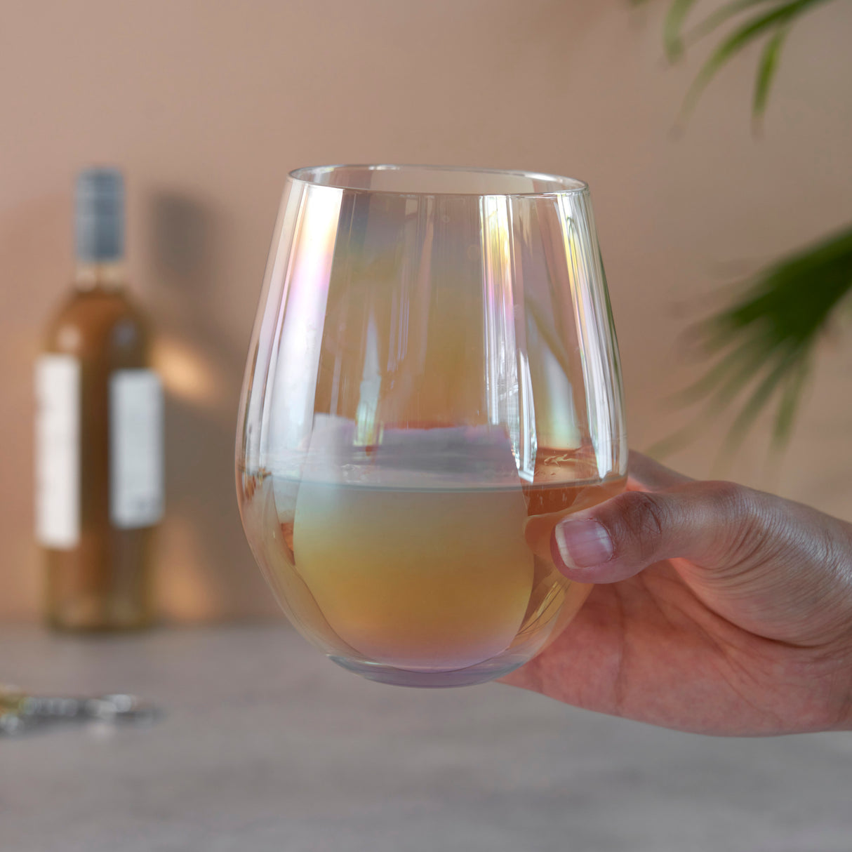 Luster stemless wine glass set by twine