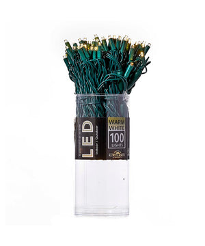 100-Light 5mm Warm White LED Green Wire Light Set