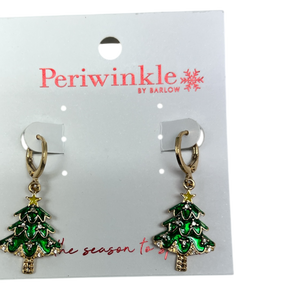 Christmas Tree with Crystals Earrings