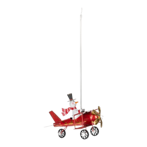 Springy Snowman Bi-plane Ornament