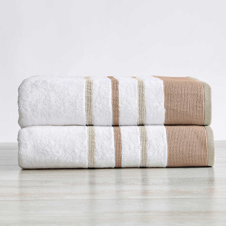 Decorative cotton stripe bath towel set - noelle collection