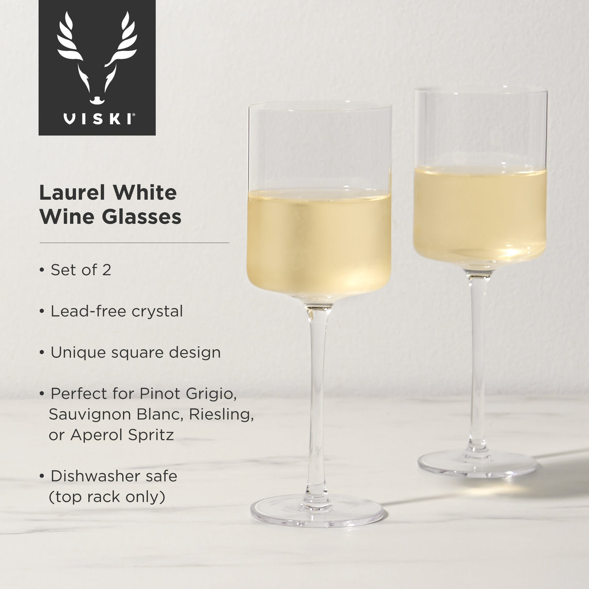 Laurel crystal white wine glasses viski®