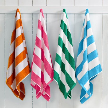Cotton velour cabana stripe beach towel - novia collection