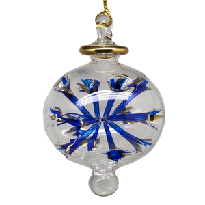 Blown Glass Pierced Starburst Ornament - Blue