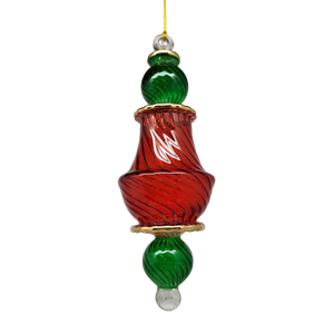 Egyptian Glass Two Tone Scalloped Vase Ornament