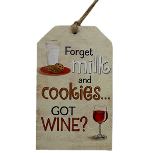 Wooden Plaid Gift Tag Ornament - Got Wine?