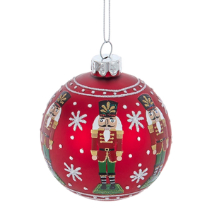 Glass Nutcracker Design Ball Ornaments - 4-Piece Set