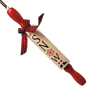 Wood Rolling Pin Ornament - Let it Snow
