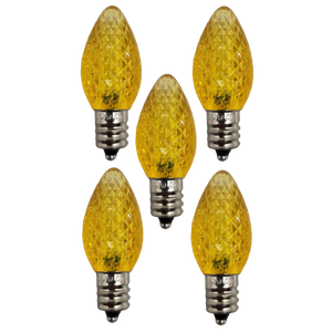 C7 Faceted Led Bulb - 5 Piece - Yellow