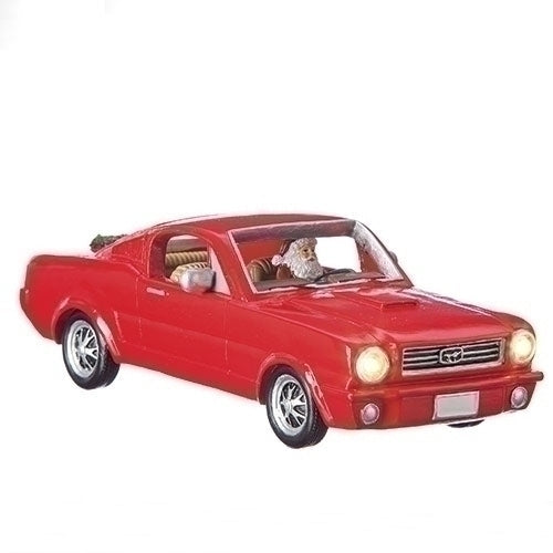 Santa In A '64 Red Ford Mustang