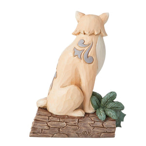 White Woodland Fox on Birch Log