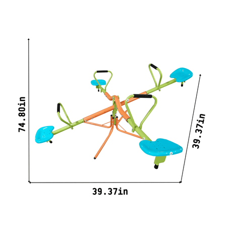 Xss004 outdoor playground four seats seesaw for kids 360 degree rotating sturdy plastic seat seesaw for kids seesaw blue and green for kids age 3+ - Tuesday Morning - Outdoor Play Equipment