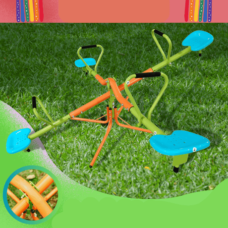 Xss004-outdoor-playground-four-seats-seesaw-for-kids-360-degree-rotating-sturdy-plastic-seat-seesaw-for-kids-seesaw-blue-and-green-for-kids-age-3+-Outdoor-Play-Equipment