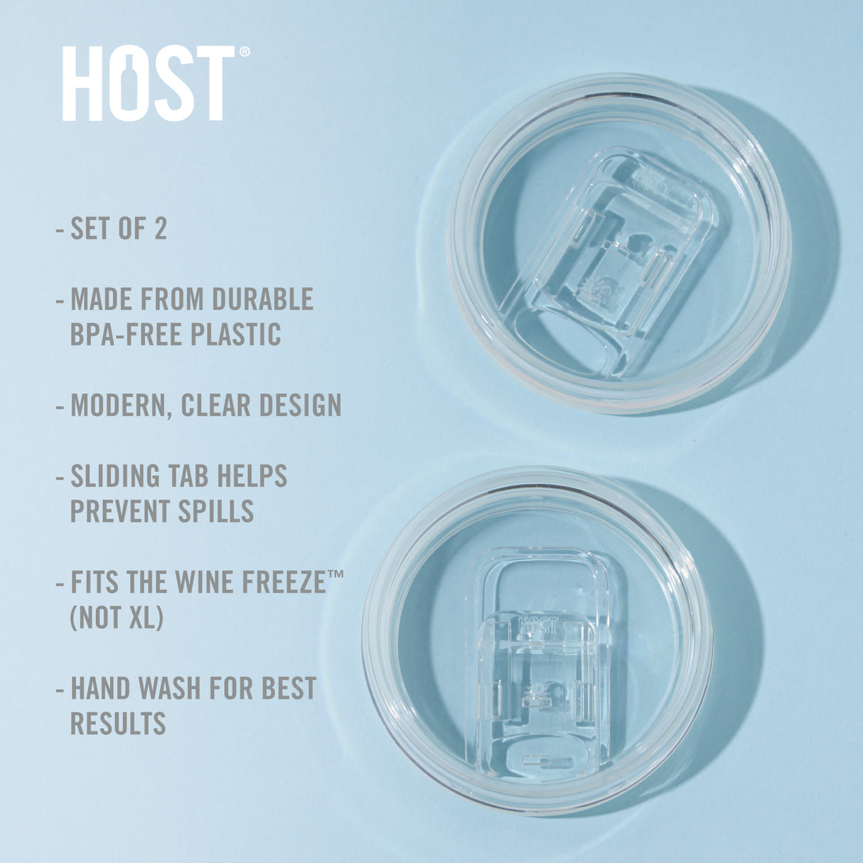 Wine FREEZE™ Lid Set – Sliding Tab Closure for Wine Tumblers (Set of 2)