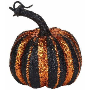 Witch Hallow Black and Orange Vertical Stripe Pumpkin Figurine