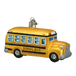 School Bus Glass Ornament