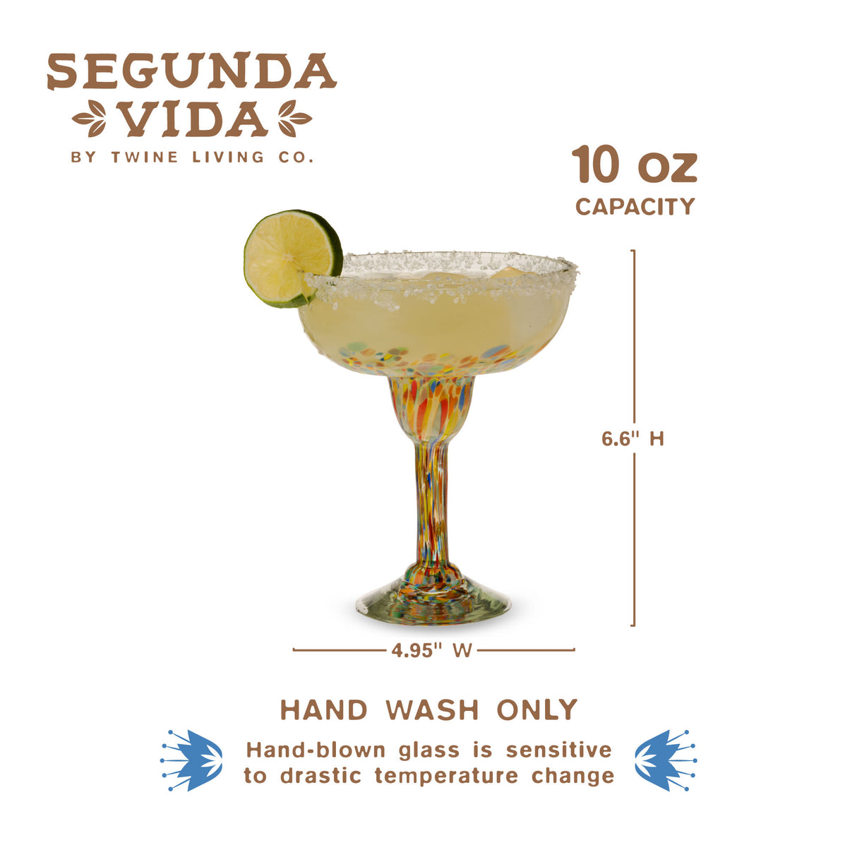Artistico recycled margarita glass set by twine living®
