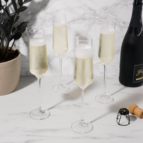 Reserve inez crystal flute glasses by viski (set of 4)