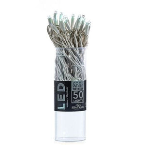 50-Light 5mm Cool White Twinkle LED White Wire Light Set
