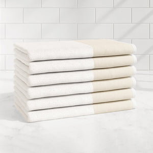 Cotton Linen-Like Border 6-Piece Towel Set - Priya Collection