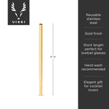 Belmont stainless steel lowball straws in gold viski®