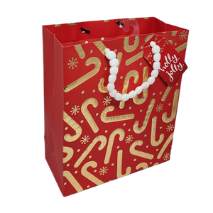 Candy Canes on Red Gift Bag -