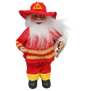 Heroic Firefighter Santa Figurine Ornament - 9 inches