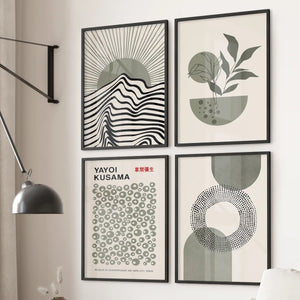 Yayoi Kusama, Bauhaus Inspired Wall Decor. Set of 4 Boho Art